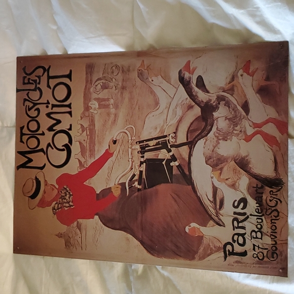 Paris France Tin Metal Art poster Motocycles Comiot - Picture 3 of 7